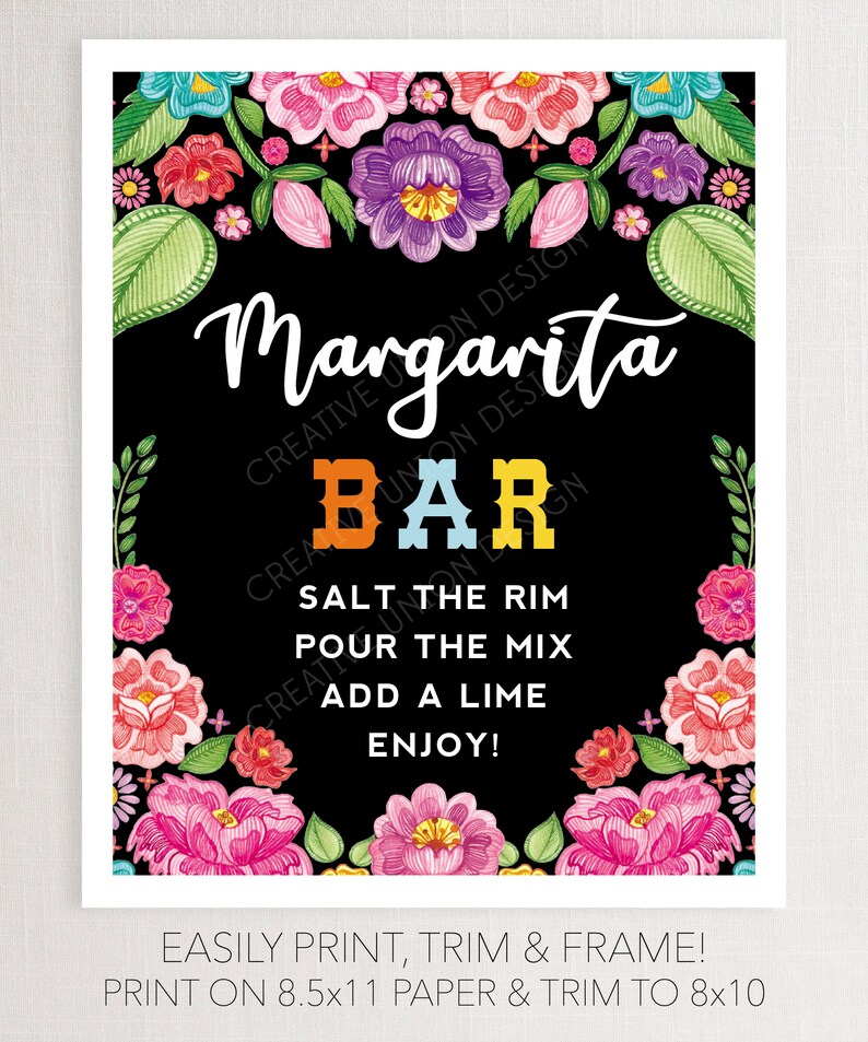 Fiesta Margarita Bar Sign 8x10 Printable Sign Bridal Shower - Etsy