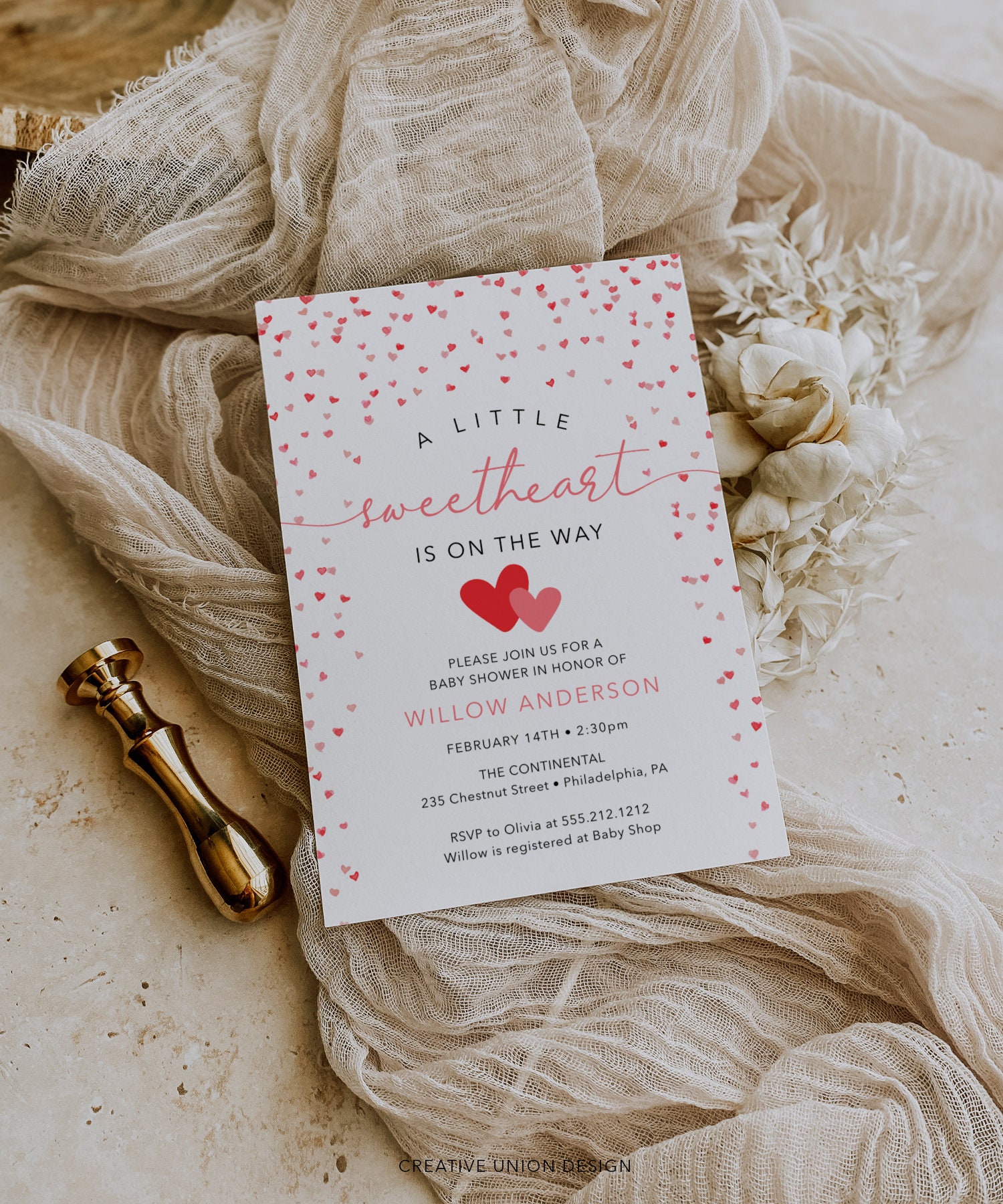 February Invite Valentine Baby Shower Invitation Template, Gender Reveal, February Baby ...