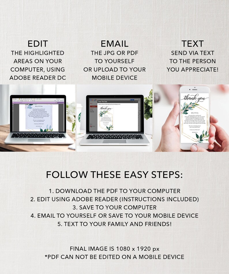 Virtual Thank You Card Digital Thank You Cards Thank You Etsy