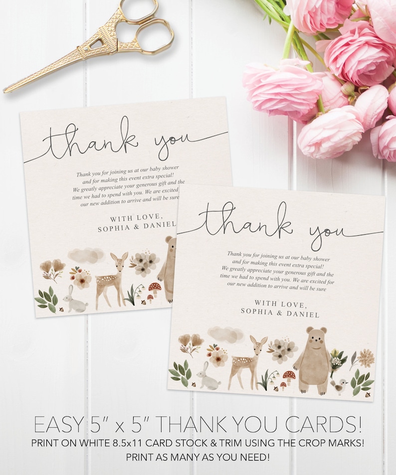Baby Shower Thank You Card Template Printable Baby Shower - Etsy