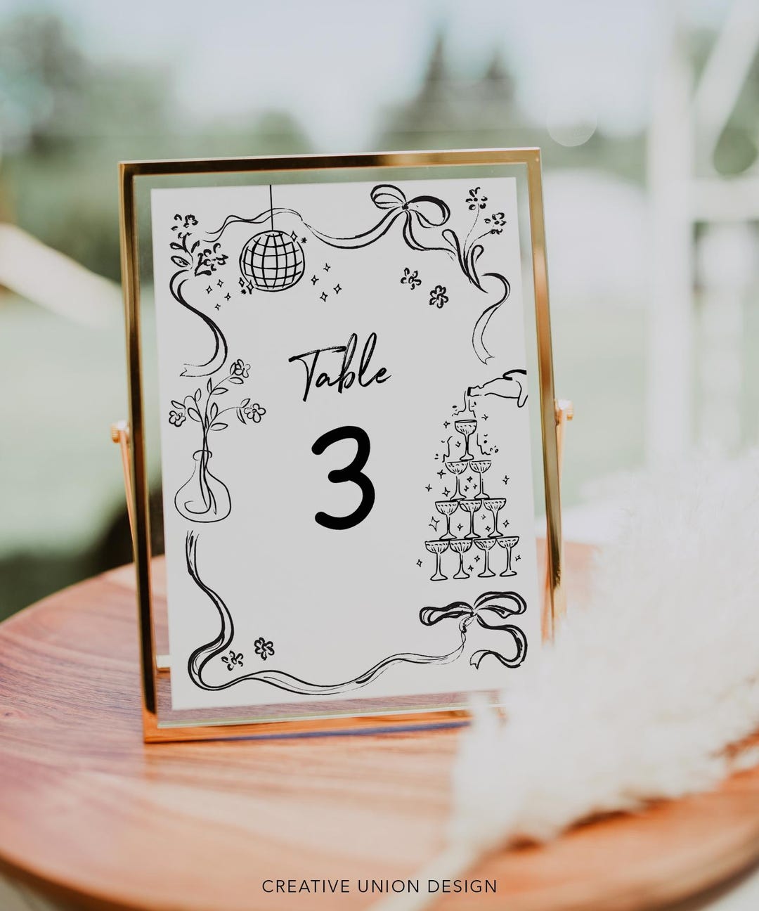 Chown Numbers Table Hand Drawn Bow Table Numbers Template, Editable Wedding Table Numbers ...