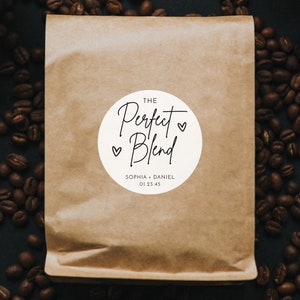 Coffee or Tea Favor Stickers, The Perfect Blend, Printable Bridal Shower Favor Stickers, Wedding Favors, Tag Favor, Wedding Favor Tag