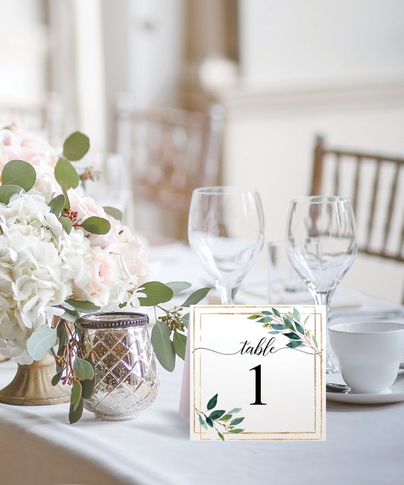 Greenery Wedding Tented Table Numbers 140 Printable Wedding Table