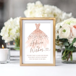 Advice and Wishes Template, Bridal Shower Game, Advice for the Bride ...
