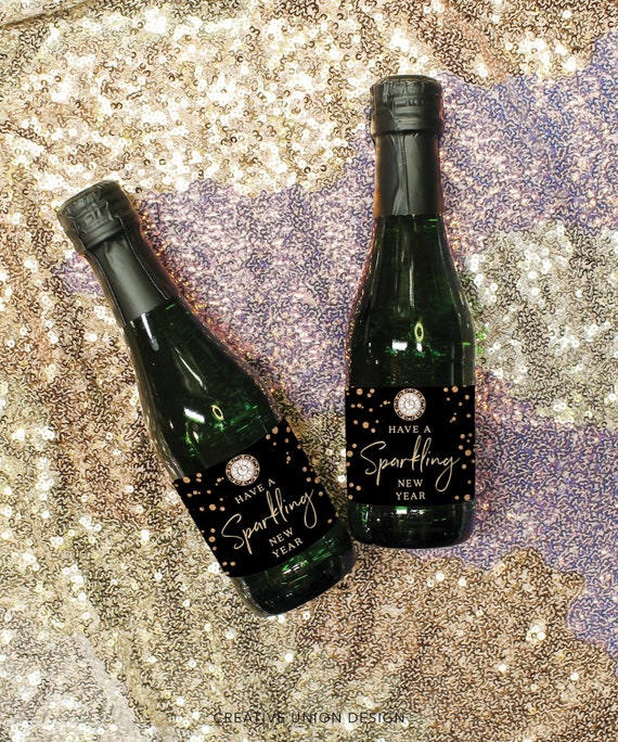 New Year's Eve Mini Champagne Bottle Labels, Have A Sparkling New Year, Printable New Years ...