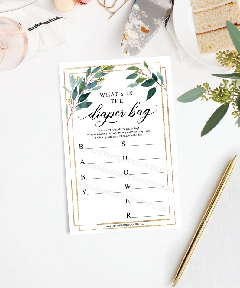 Diaper Bag Game What's in the Bag Baby Shower Game Etsy