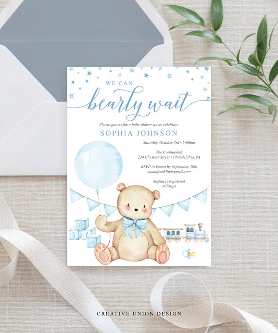 we can bearly wait invitations