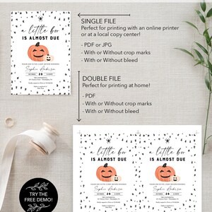 Halloween Printable Baby Shower Invite, Editable Invites, Boy or Girl ...