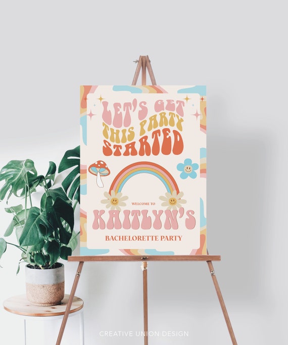 Dazed And Engaged Bachelorette Party Welcome Sign Template, Bachelorette Welcome, Bachelorette Decorations, Instant Download, 70s, Hippie