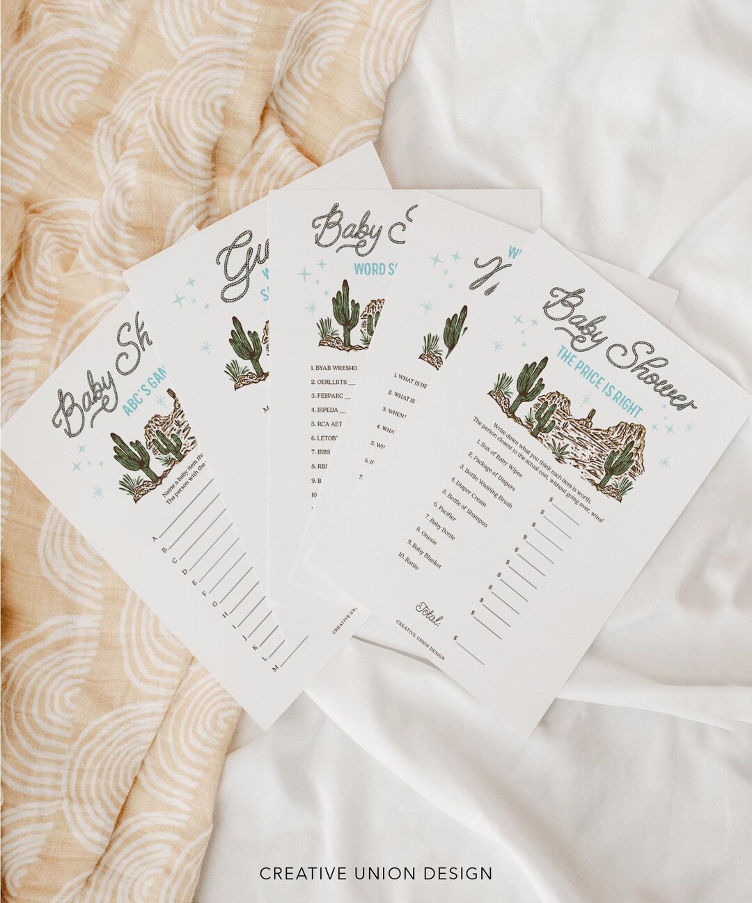 Cowboy Baby Shower Games Bundle Cowgirl Baby Shower Games