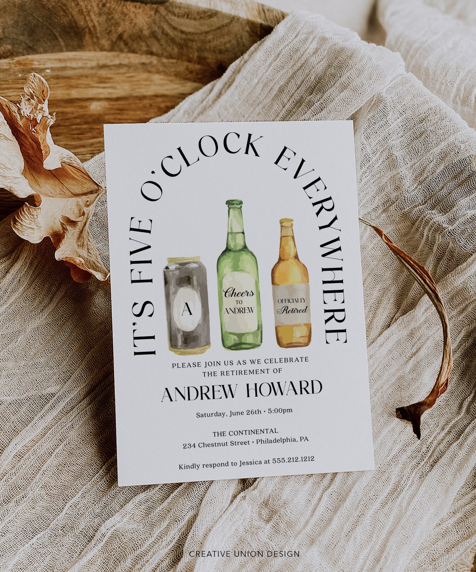 Retirement Party Invitation Template, It's 5 O'clock Everywhere ...