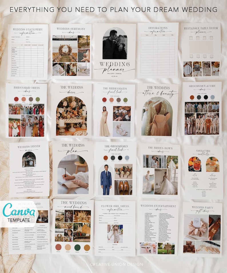 digital planner, planner template, instant download, printable planner, editable template, canva template, editable planner, wedding planning, wedding planner, wedding timeline, wedding checklist, wedding itinerary, wedding binder