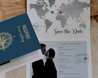 Passport Save The Date, Unique Save The Date, Destination Wedding, Wedding Invitation, Travel, Fun Save The Date, Printable Save The Date
