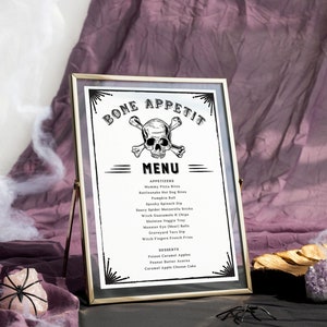 Bone Appetit Menu Sign Template, Printable Halloween Menu Sign, Spooky ...