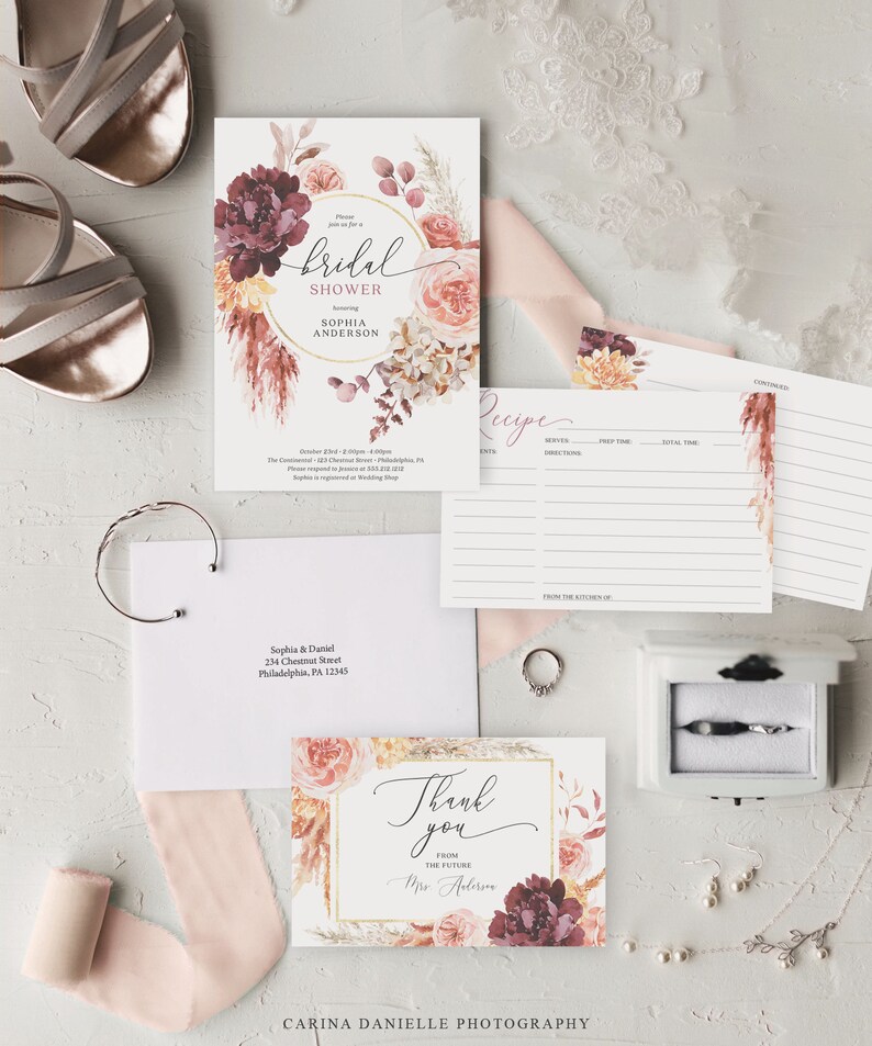 Bridal Shower Invitation Set Template Printable Editable Etsy