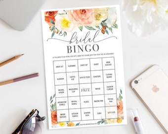 Bridal Shower Bingo Game - 60 Unique Game Sheets - Wedding Shower Game - Shower Bingo - Soft Autumn - Bridal Bingo - Instant Download