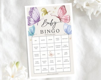 Boho Butterfly Baby Shower Bingo, 60 Unique Game Sheets, Baby Shower Games, Boho Baby Shower, Download, Baby Shower, Little Butterfly