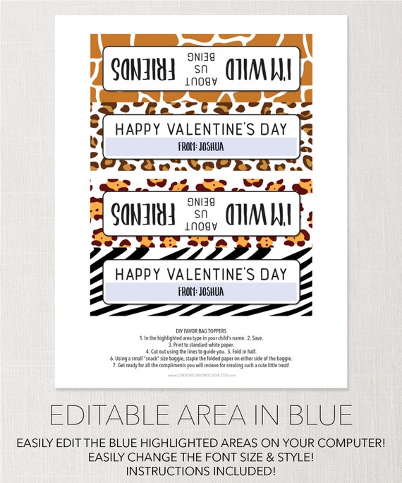 Saint-Valentin Snack Bag Topper, DIY Valentine'S Printable Treat.