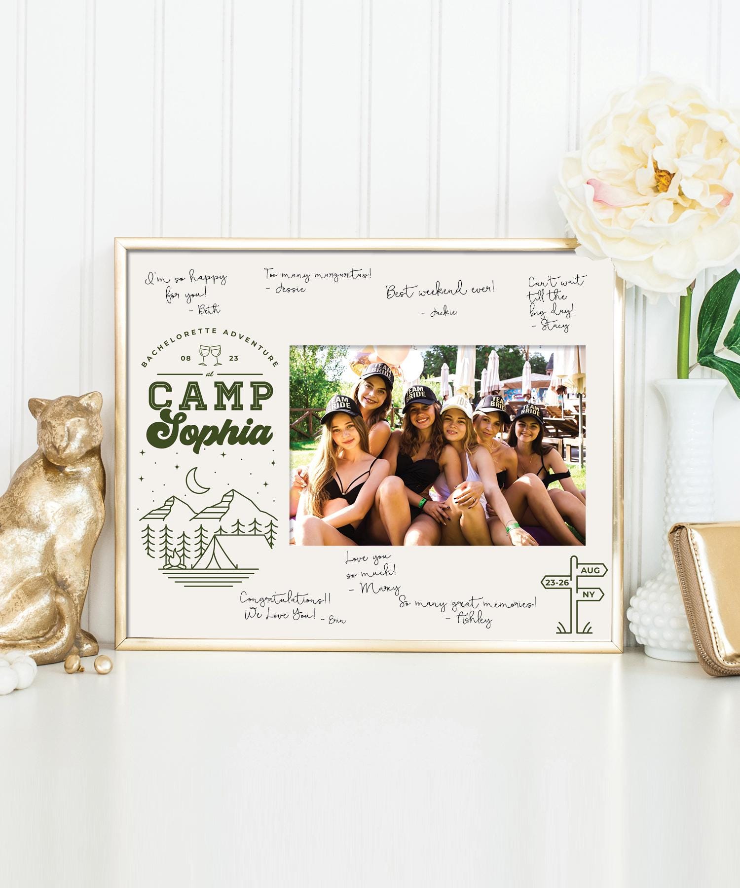 Camp Bachelorette Photo Mat Template, Bachelorette Party Keepsake 8x10, Print and Frame, Party Bachelorette 4x6 DIY Photo Keepsake, Download