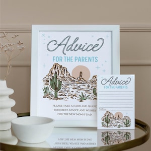 Consejos para los padres: plantilla, juego para baby shower, tarjetas de consejos y letreros, decoración imprimible para baby shower de vaquero occidental, baby shower de niño rodeo