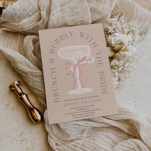 Brunch and Bubbly Bridal Shower Invite Template Champagne Shower Printable Bridal Shower Invitation Instant Download Bridal Invitation