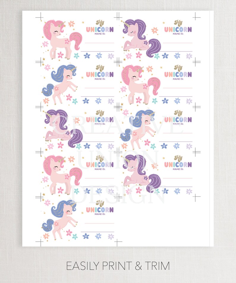 What's Your Unicorn Name Game Template, Unicorn Birthday Party Game