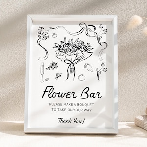 Flower Bar Sign Fresh Off The Market Make a Bouquet Sign Boho Bridal Shower Bridal Shower Favors Sign Floral Bridal Shower Decor Hand Drawn