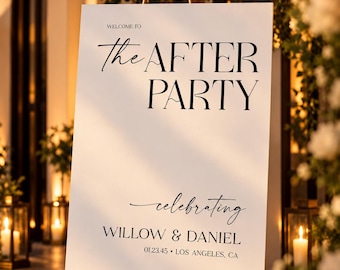 PRINTED & FREE SHIPPING After Party Welcome Sign Personalized Wedding After Party Welcome Sign Decorations Minimalist Modern Whimsy