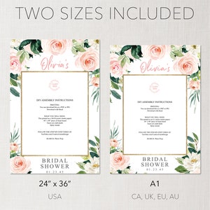 Bridal Shower Photo Prop Frame Template, Editable Photo Prop, Photo Booth, Printable Decor, Airy Blush, Floral, Baby, Wedding, Graduation image 7