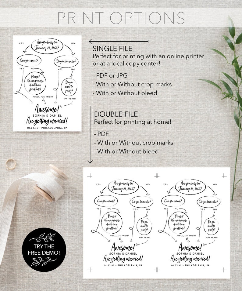 Flow Chart Save the Date Template, Printable Save The Dates, Funny Save The Date, Unique Save The Date, Wedding Ideas, Editable Template image 6