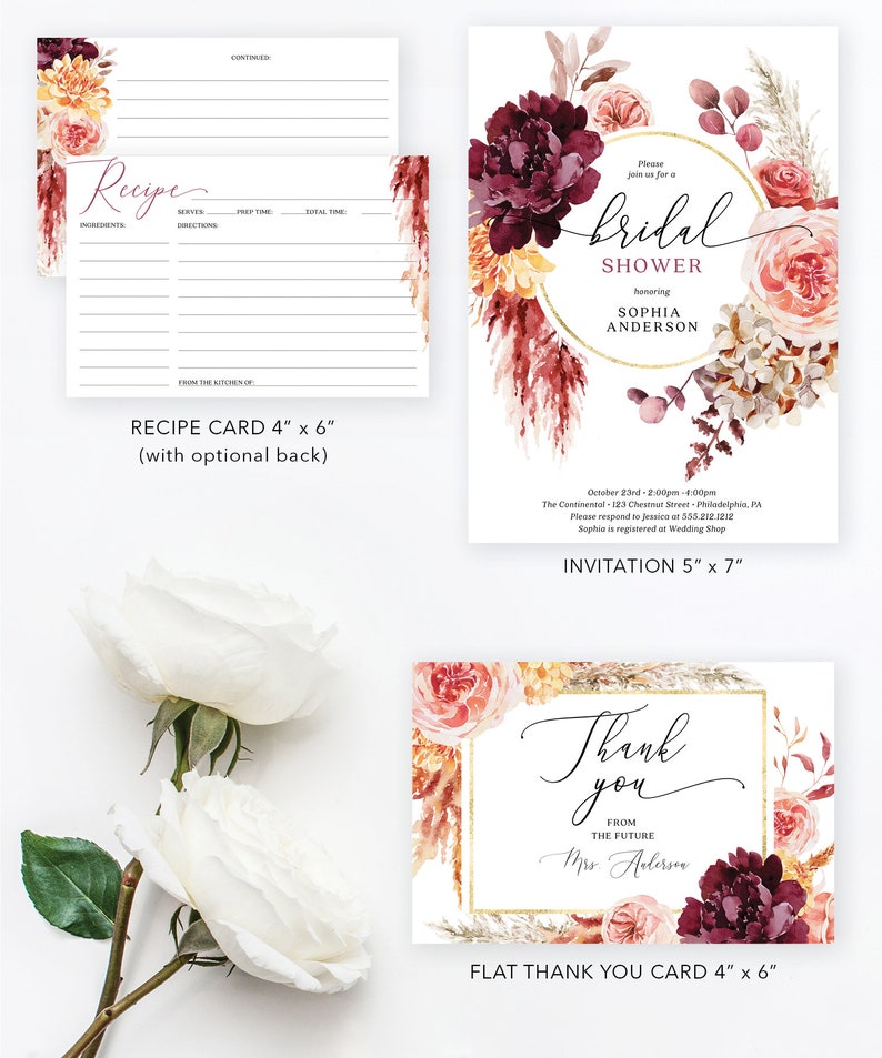 Bridal Shower Invitation Set Template Printable Editable Etsy