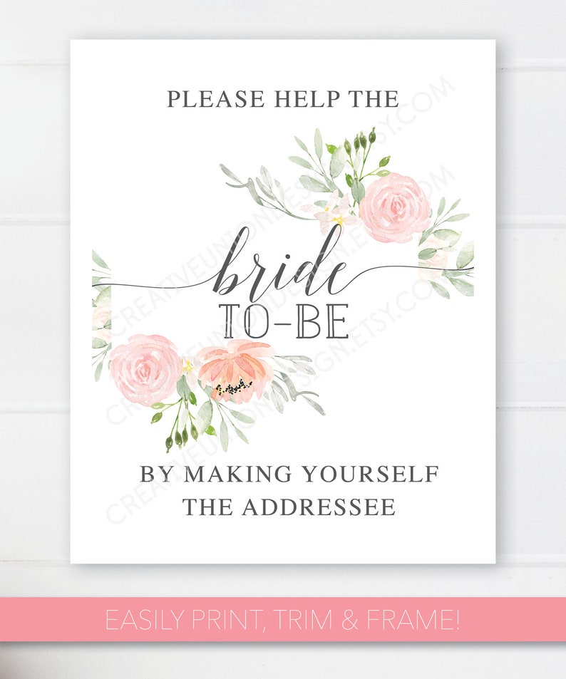 Bridal Shower Self Address Envelope Sign 8x10 Printable Etsy