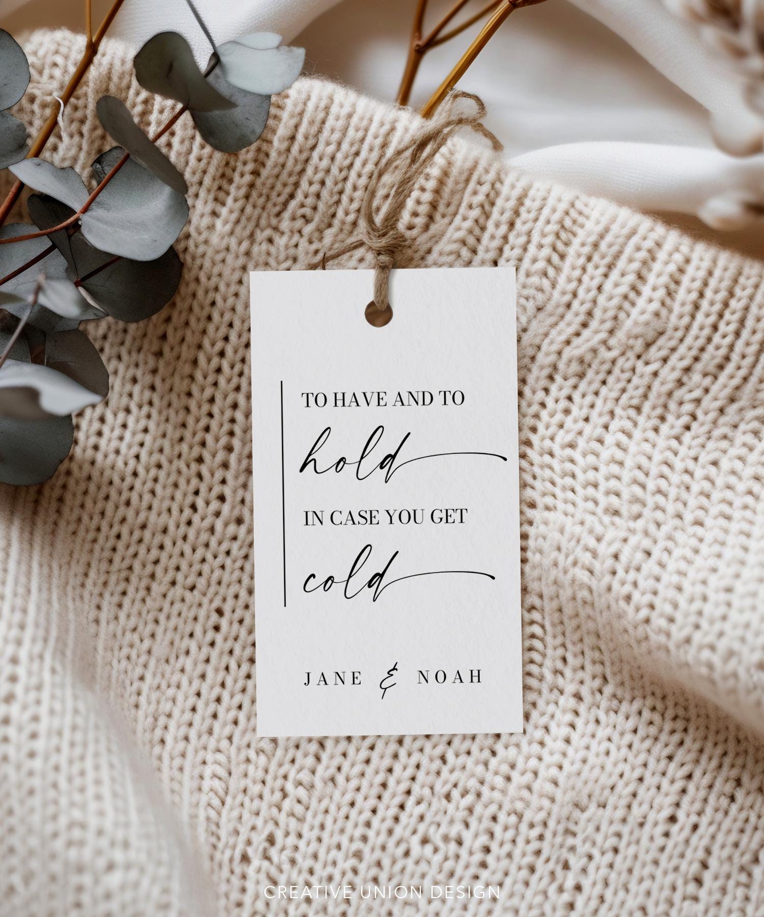 To Have and to Hold in Case You Get Cold, Blanket Tag Template ...