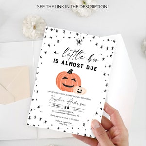 Halloween Printable Baby Shower Invite, Editable Invites, Boy or Girl ...