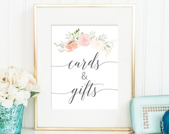 Printable Boho Gifts and Cards Table Sign, 8x10 Printable, Pastel Blush Gift Table Sign, Cards and Gifts Printable, Wedding Sign, Floral