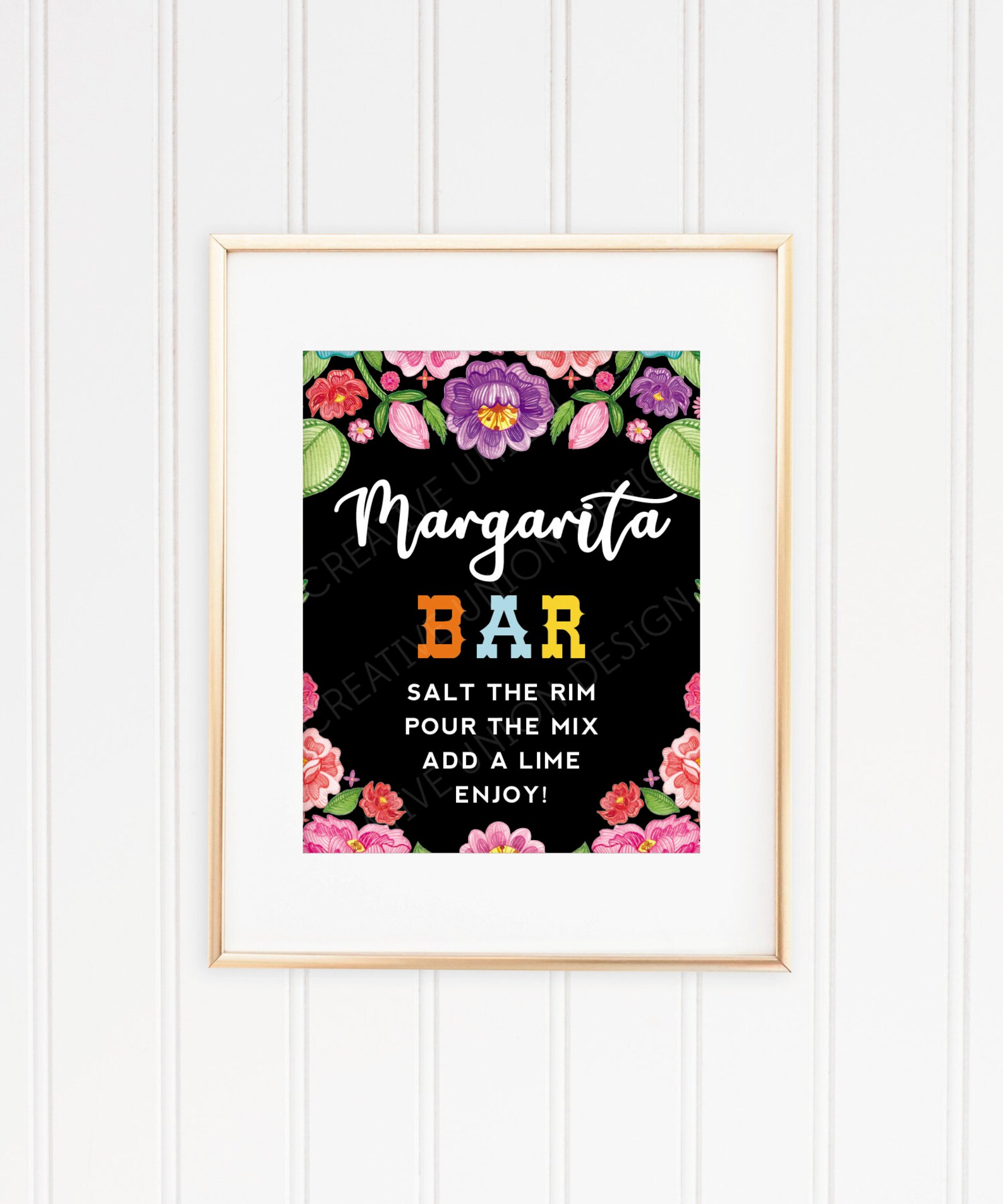 Fiesta Margarita Bar Sign, 8x10 Printable Sign, Bridal Shower Printable ...