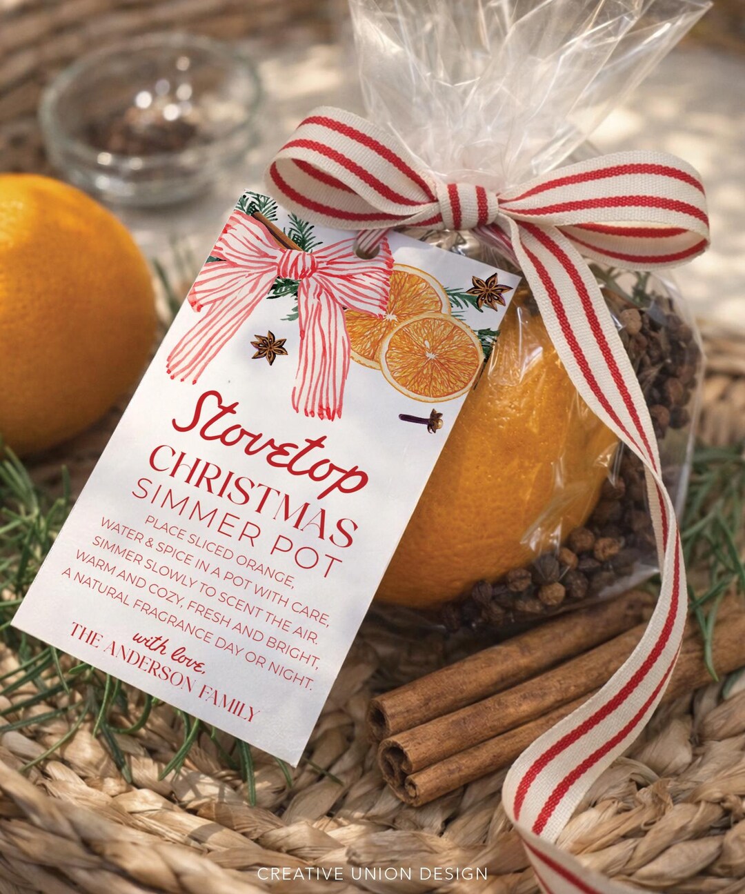 Printable Christmas Simmer Pot Gift Tag Template Cottagecore Holiday ...