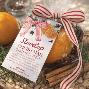 Etiquetas de regalo navideñas imprimibles para olla a fuego lento, etiquetas navideñas rústicas pintadas, etiquetas navideñas de última hora para estufa.