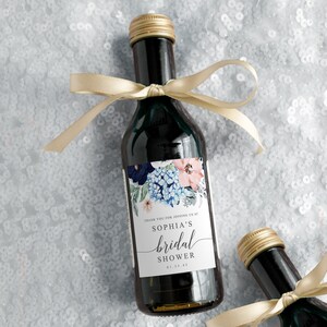 Mini Wine Bottle Labels, Bridal Shower Wine Favors, Printable Labels ...