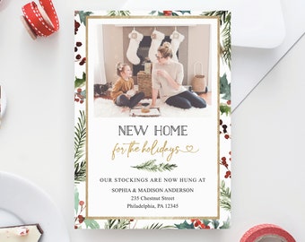 Printable New Home Moving Announcement Christmas Card - Holiday Card Template New Home For The Holidays