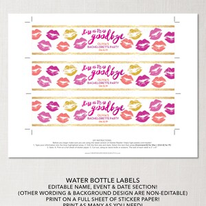 Bachelorette Party Water Bottle Labels Editable Water Bottle Labels ...