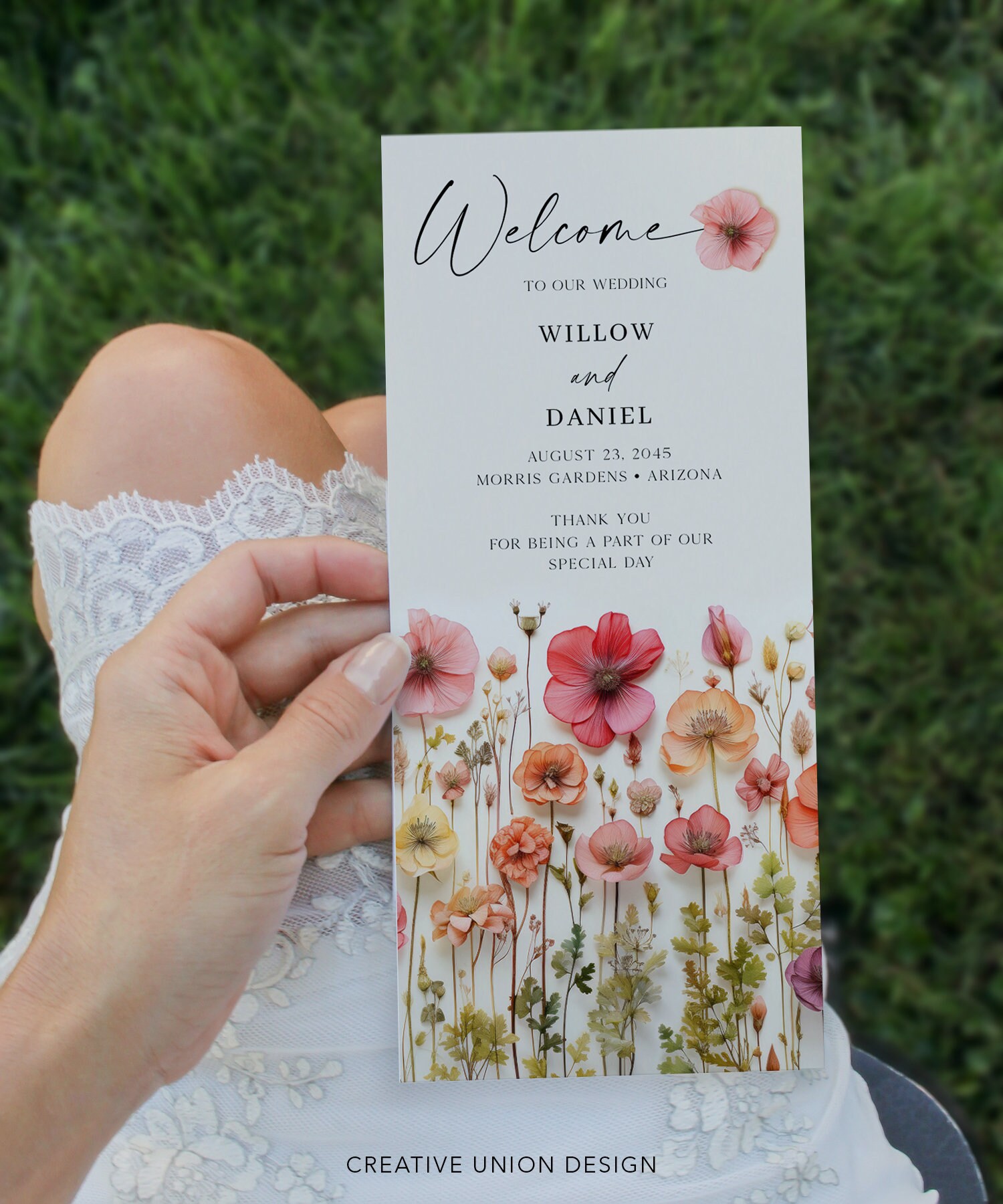 Wildflower Wedding Programs Template, Printable Wedding Program, 4x9 ...