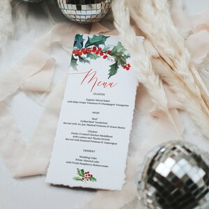Christmas Menu Holiday Menu Printable Menu Rustic Christmas Table Decor Winter Wedding Menus Instant Download Holly image 8