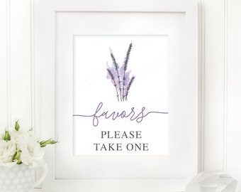 Lavender Favors Sign - Please Take One - 8x10 Printable Favors Sign - Bridal Shower Printable - Favor - Favor Sign - Bridal Shower - Minimal