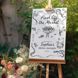 Off The Market Bridal Shower Welcome Sign Template, Bridal Shower Decorations, Download, Hand Drawn, Personalized Bridal, Farmers Market