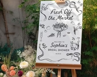 Off The Market Bridal Shower Welcome Sign Template, Bridal Shower Decorations, Download, Hand Drawn, Personalized Bridal, Farmers Market
