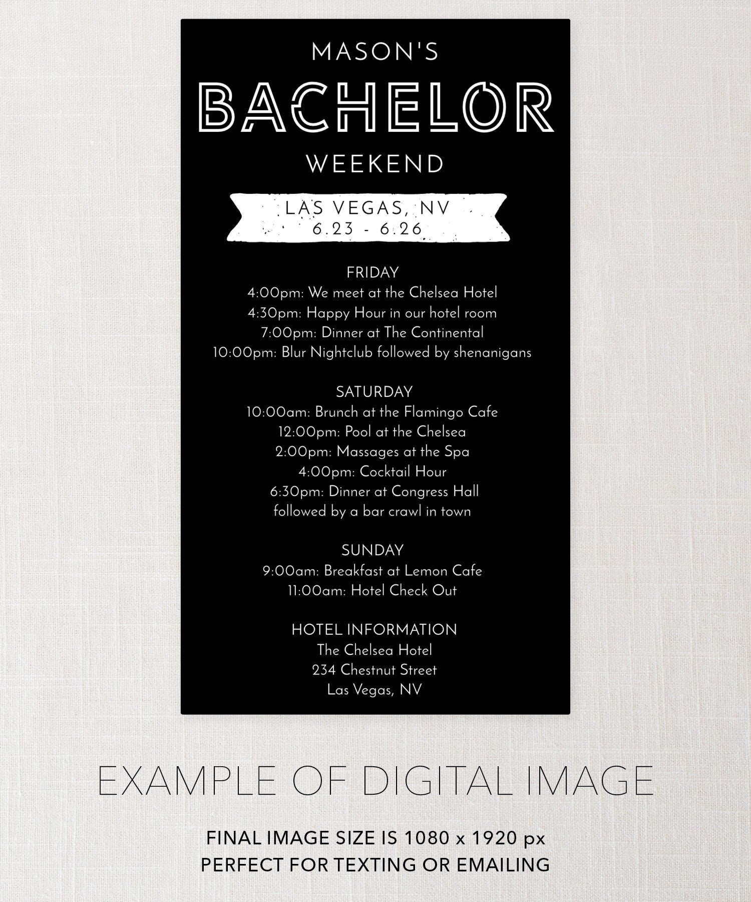 Modern Bachelor Party Itinerary Template, Digital Schedule ...