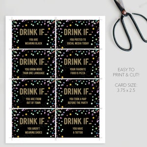 New Years Eve Game, Drink If Game, Printable New Year's Eve Game, New ...
