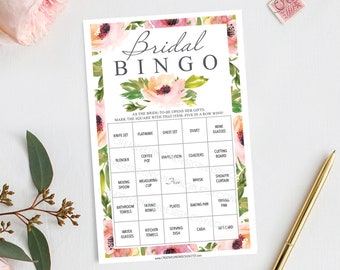 76 Bridal Shower Bingo Games - Wedding Shower Game - Shower Bingo - Popular Shower Games - Wild Flower Bridal Bingo - Instant Download