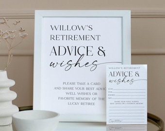 Retirement Wishes and Advice Sign and Cards Retirement Party Favorite Memory Printable Retirement Party Decor Modern Whimsy Retirement Gift